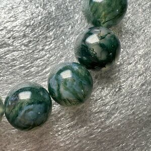 Gorgeous 12MM Blue Moss Agate Natural Crystal Bracelet